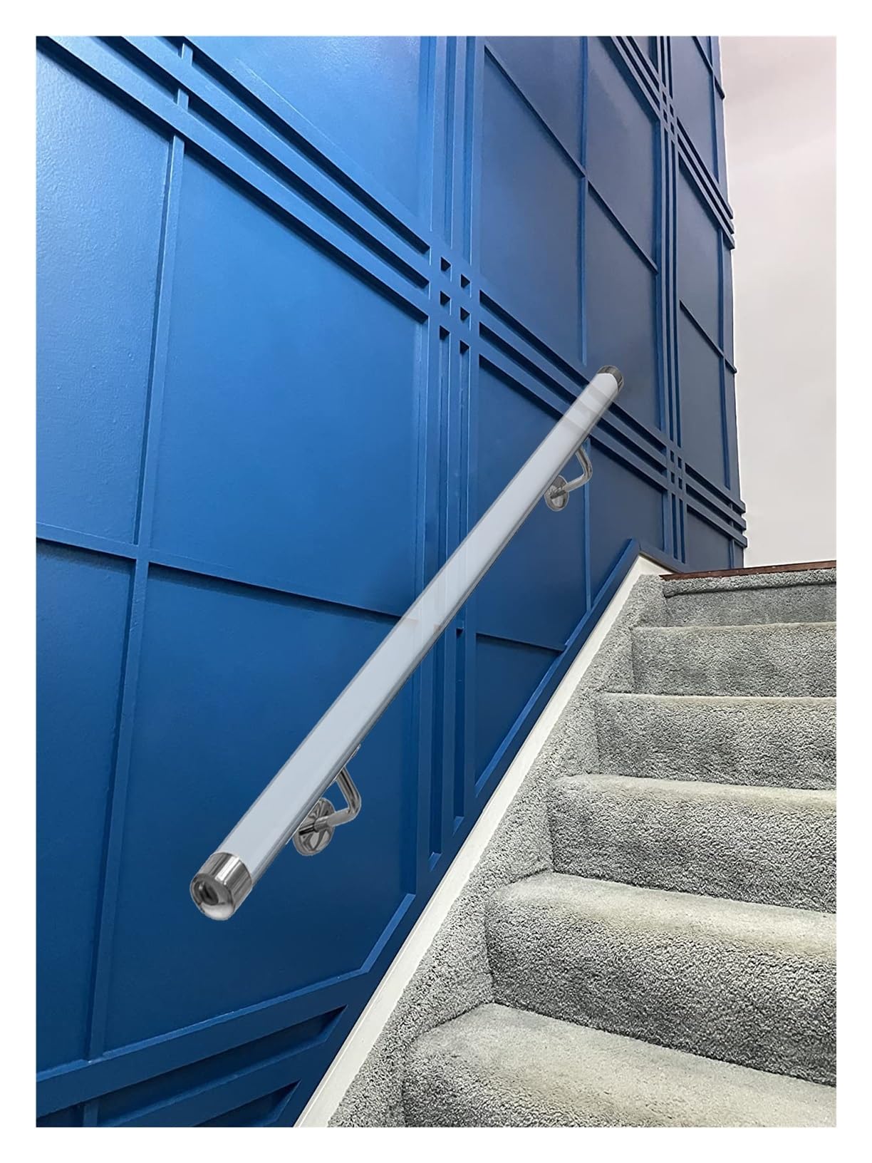 Qabyulynq Silver Brackets Customizable Clear Acrylic Handrail - Sturdy And Stylish Railings For Indoor & Outdoor Use (1.6Ft To 20Ft)(,600Cm)