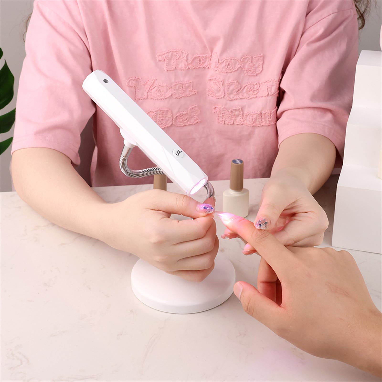 Lampada UV per Unghie, asciugatore per Unghie LED per Unghie | Asciugatrice portatile a luce rossa 9w ricaricabile con base da tavolo per smalto in gel