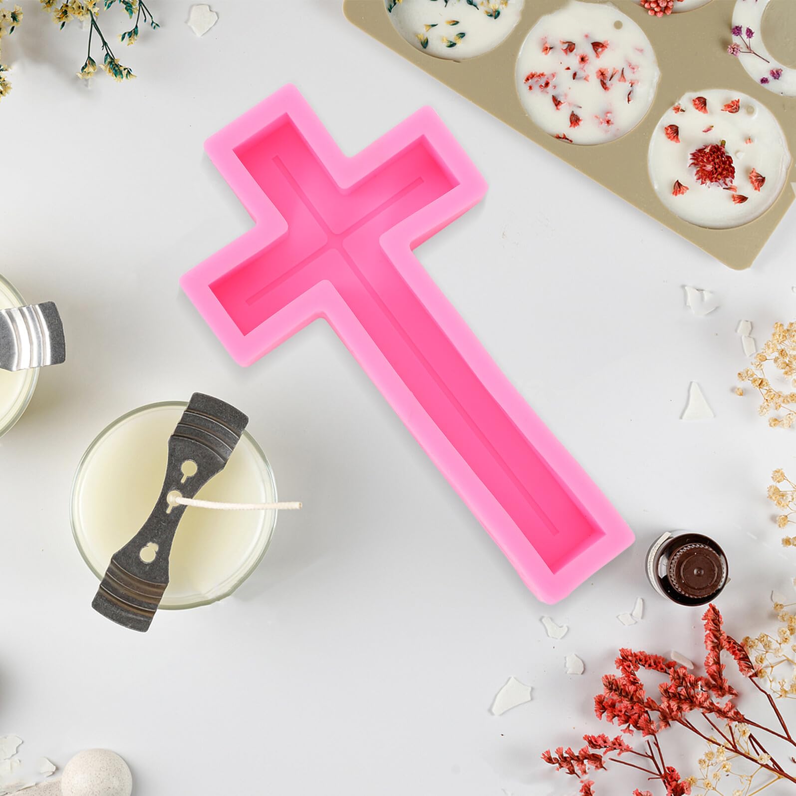 SUPVOX Stampo in Silicone a Forma di Croce 33 CM per Candele e Saponi Flessibile e Resistente alle Alte Temperature Multiuso per Resina Epossidica e Creazioni Fai-da-Te Religiose