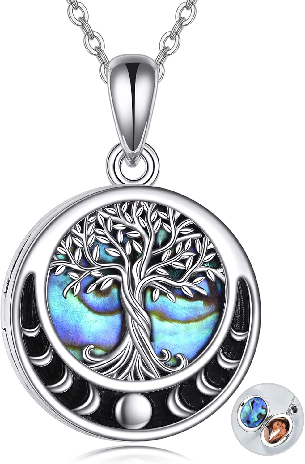 ONEFINITY Tree of Life Locket Necklace Sterling Silver Locket Necklace That Holds Pictures Tree of Life Locket Pendant for Women Wife Girlfriend