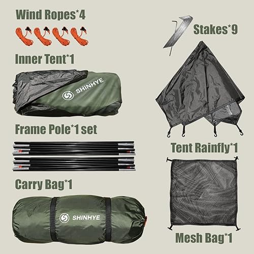 Miniatura 5 de Tienda de campaña para mochileros para acampar 1-5 personas Senderismo Tienda ultraligera para exteriores, resistente al viento, dos puertas, fácil