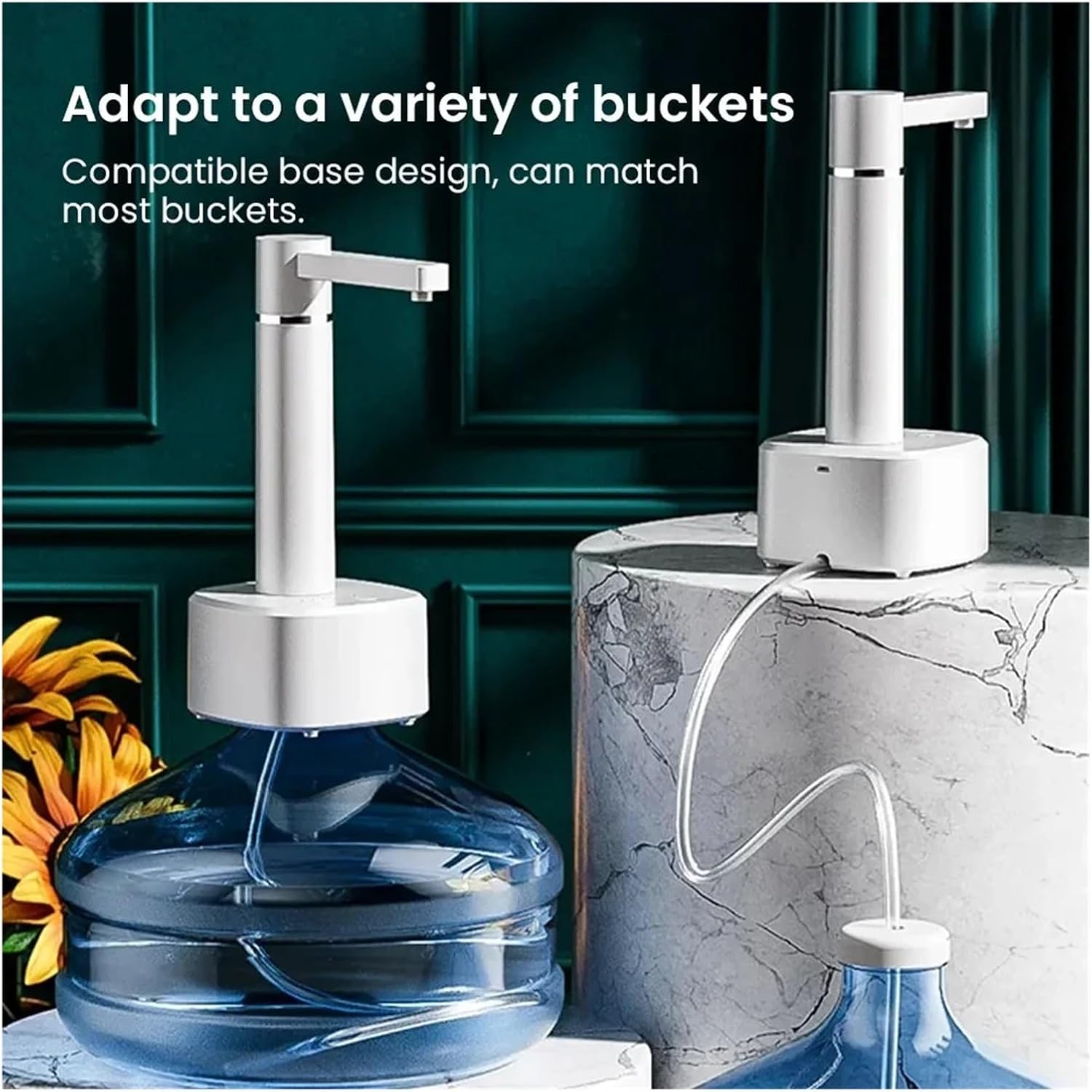 電気水ガロンポンプ自動水ボトルポンプディスペンサーデスクトップ 4 ワット充電式ウォーターポンプディスペンサースタンド付き(Whit