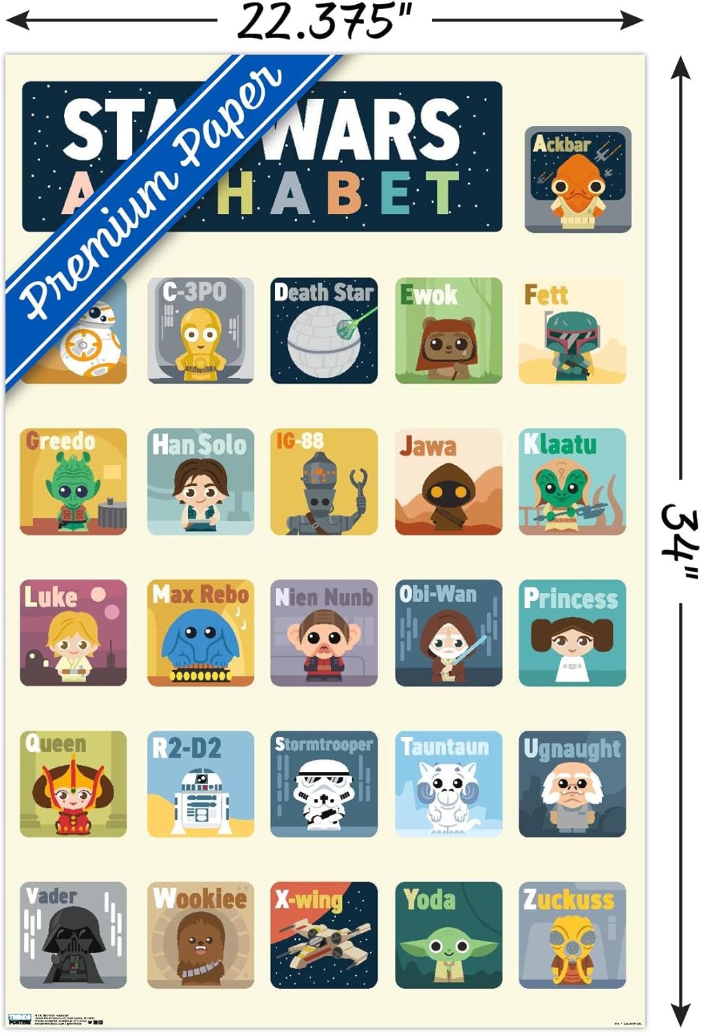 Trends International Star Wars: Saga - Alphabet Wall Poster, 22.375" x 34", Premium Unframed Version