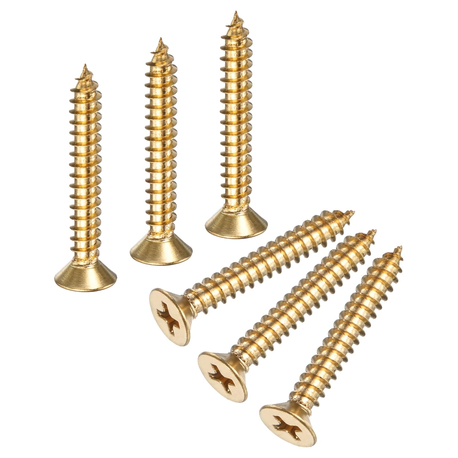 M METERXITY 25-Pack Brass Wood Screws, M5 x 30mm Phillips Flat Head Self-Tapping Screw Connector Fasteners for Door Hinges/Woodworking/Furniture Repair/Gardening/DIY Crafts Decorative Screws