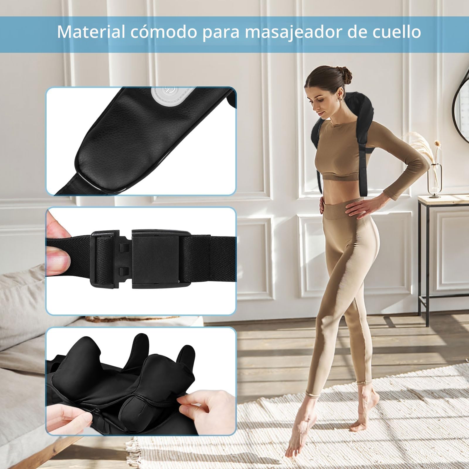 BIBIRE Masajeador de Cuello y Hombros con Calor, Masajeador Cervical con 4D de Tejido Profundo, Shiatsu Masajeador Cervical Inalámbrico, Masajeador Espalda para Alivio del Dolor, Tensión Muscular