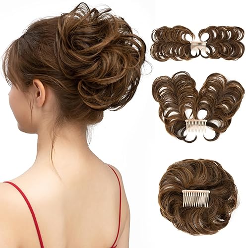 Miniatura 19 de Pieza de pelo de moño desordenado con peine lateral para mujer, clip en el moño de pelo para mujer, pelo corto natural liso, estilos ajustables Sal