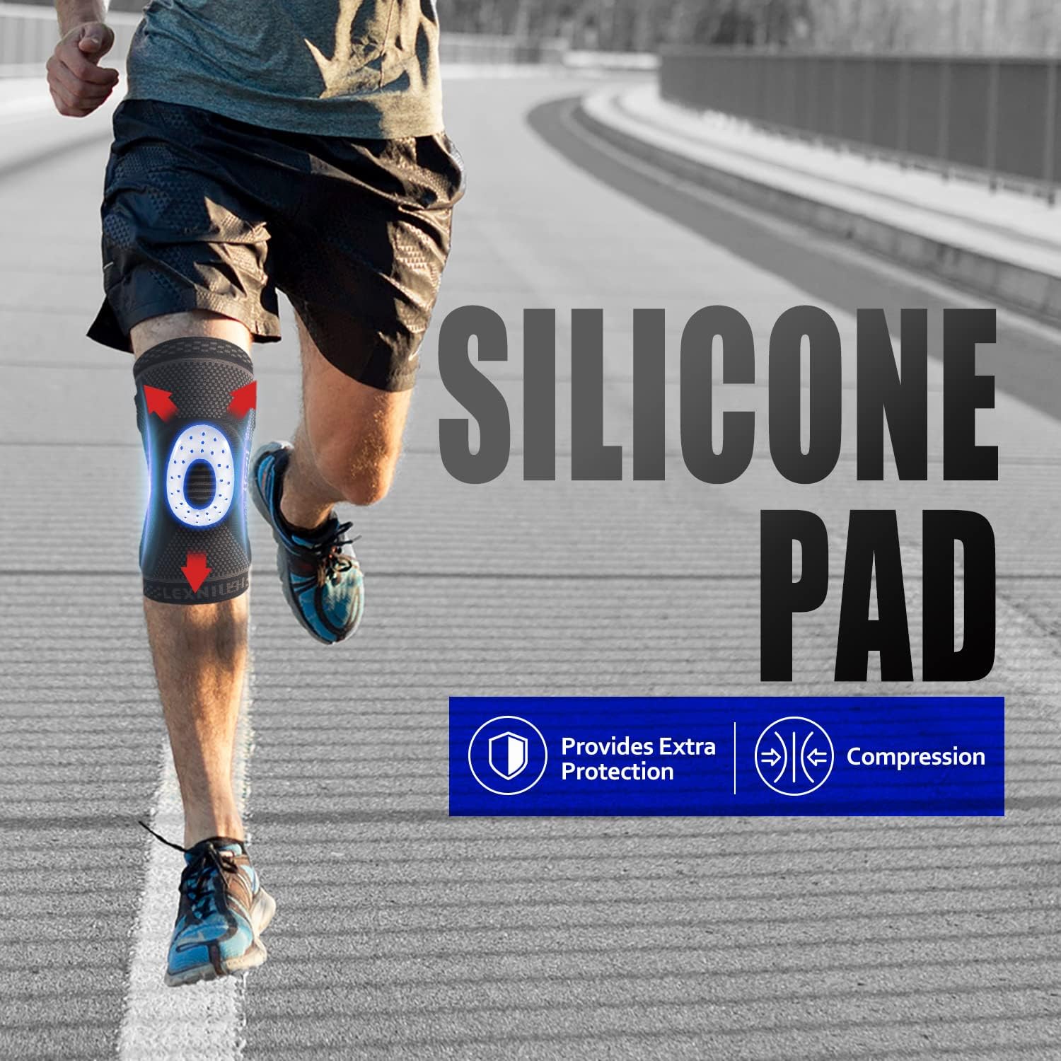 Professional Knee Support for Men/Women, Anti Slip Knee Brace Compression Sleeve with Patella Gel Pads & Side Stabilizers for Arthritis,Knee Pain,Meniscus Tear,ACL,Running,Sports,Joint Pain Relief