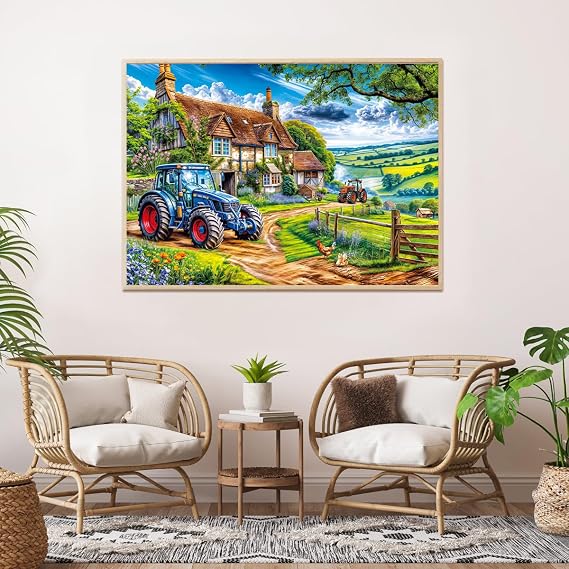 Puzzles 1000 Pieces for Adults jigsaw puzzles for adults-Farmhouse & Tractors-1000 Piece Puzzle Classic Educational Games Beautiful Decoration Puzzle
