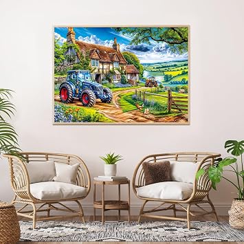Puzzles 1000 Pieces for Adults jigsaw puzzles for adults-Farmhouse & Tractors-1000 Piece Puzzle Classic Educational Games Beautiful Decoration Puzzle