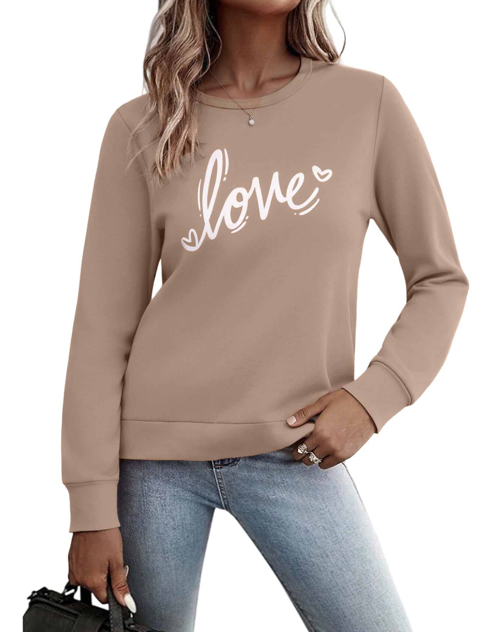 Gyabnw Damen Sweatshirt Ohne Kapuze Eleganter Pullover Mit Rundhalsausschnitt Warm Und Modisch Geeignet Für Frühling Und Herbst