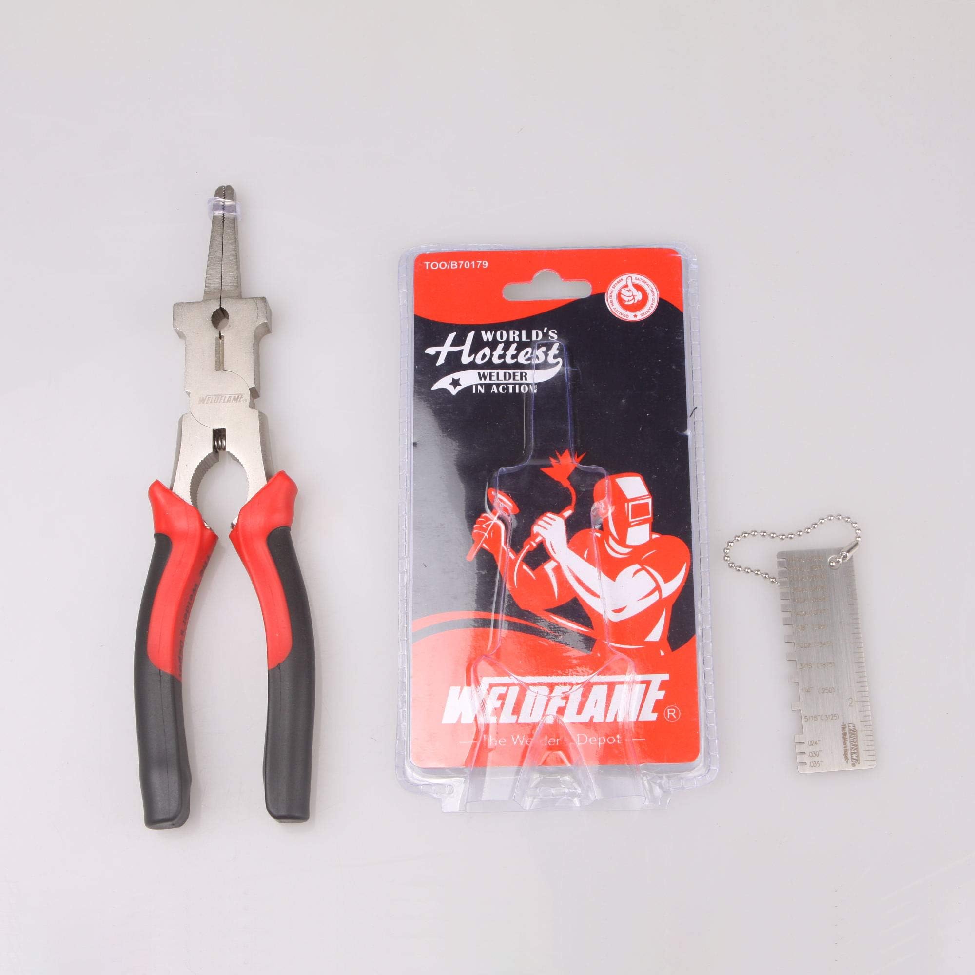 Weldflame Nickel-Iron Plated Rust Proof MIG Welding Pliers W Metal sheet thickness gage comboGauge 229895 Welding Gage