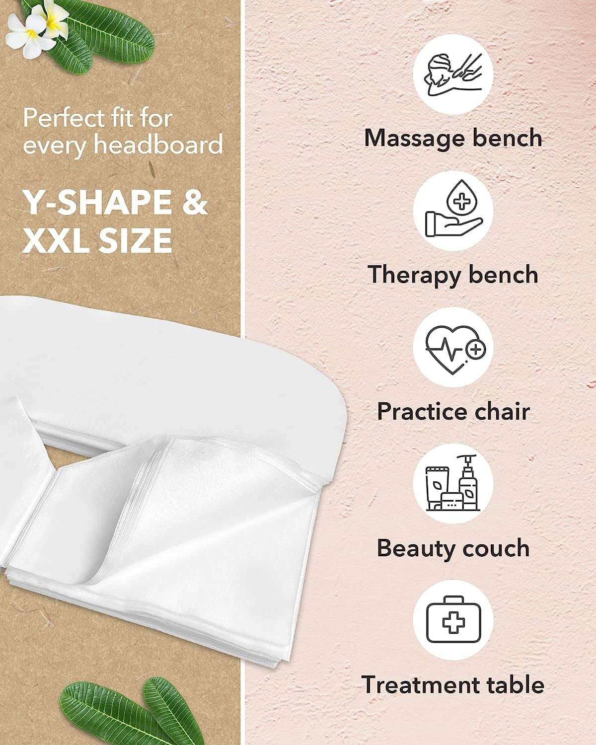 ZEN - 300x telini monouso con fessura per naso per lettini da massaggio - feltrini usa & getta in tessuto per poggiatesta lettini da massaggio & trattamento - accessori massaggi per il viso 41x31 cm
