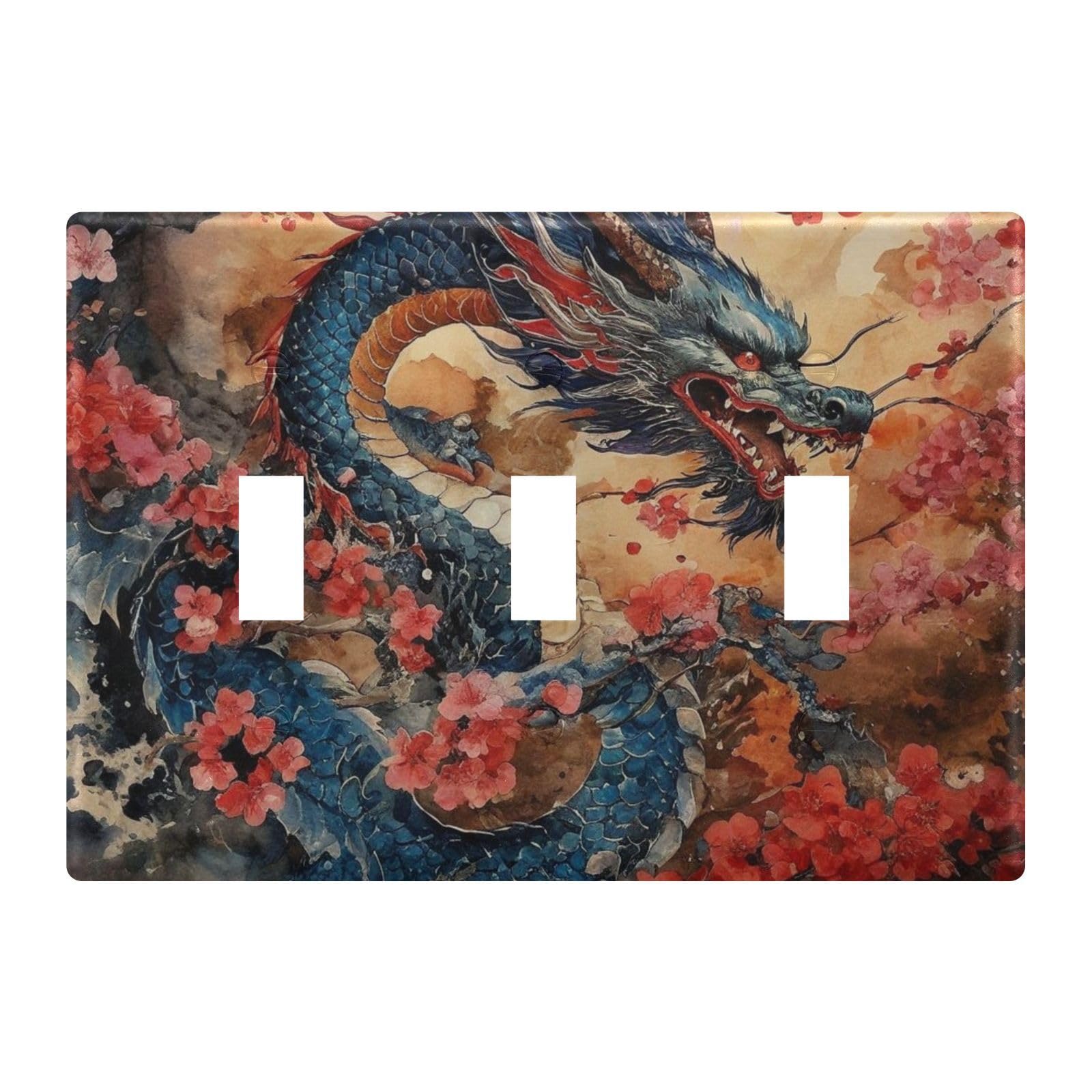 Light Switch Cover Plum Blossom China Dragon Wall Plates for Electrical Outlets 3 Gang 202b6240