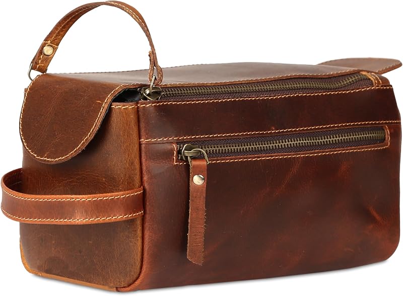 Necessaire KomalC em couro de búfalo com zíperes YKK, TB01