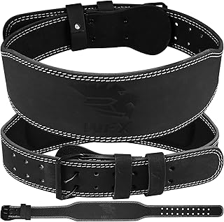 WFX Cintura per sollevamento pesi, palestra, fitness, supporto lombare imbottito, con fori regolabili, cintura in pelle da 10,2 cm, per bodybuilding, powerlifting, sollevamento pesi, stacchi da terra,