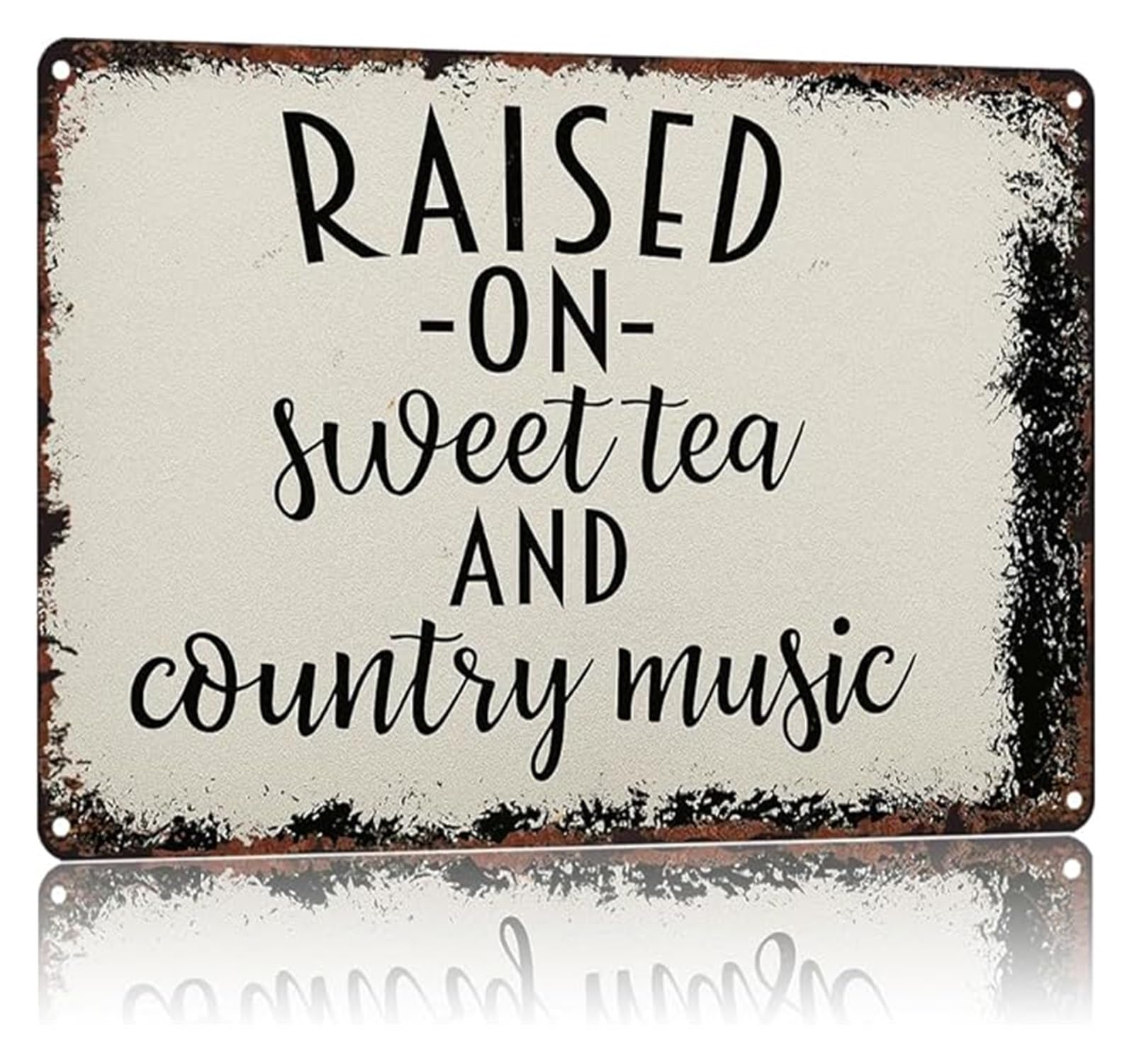FNYUVNFAF Metal Tin Sign Raised On Sweet Tea Country Music Funny for Country Music Lover Gift 8 X 12 in