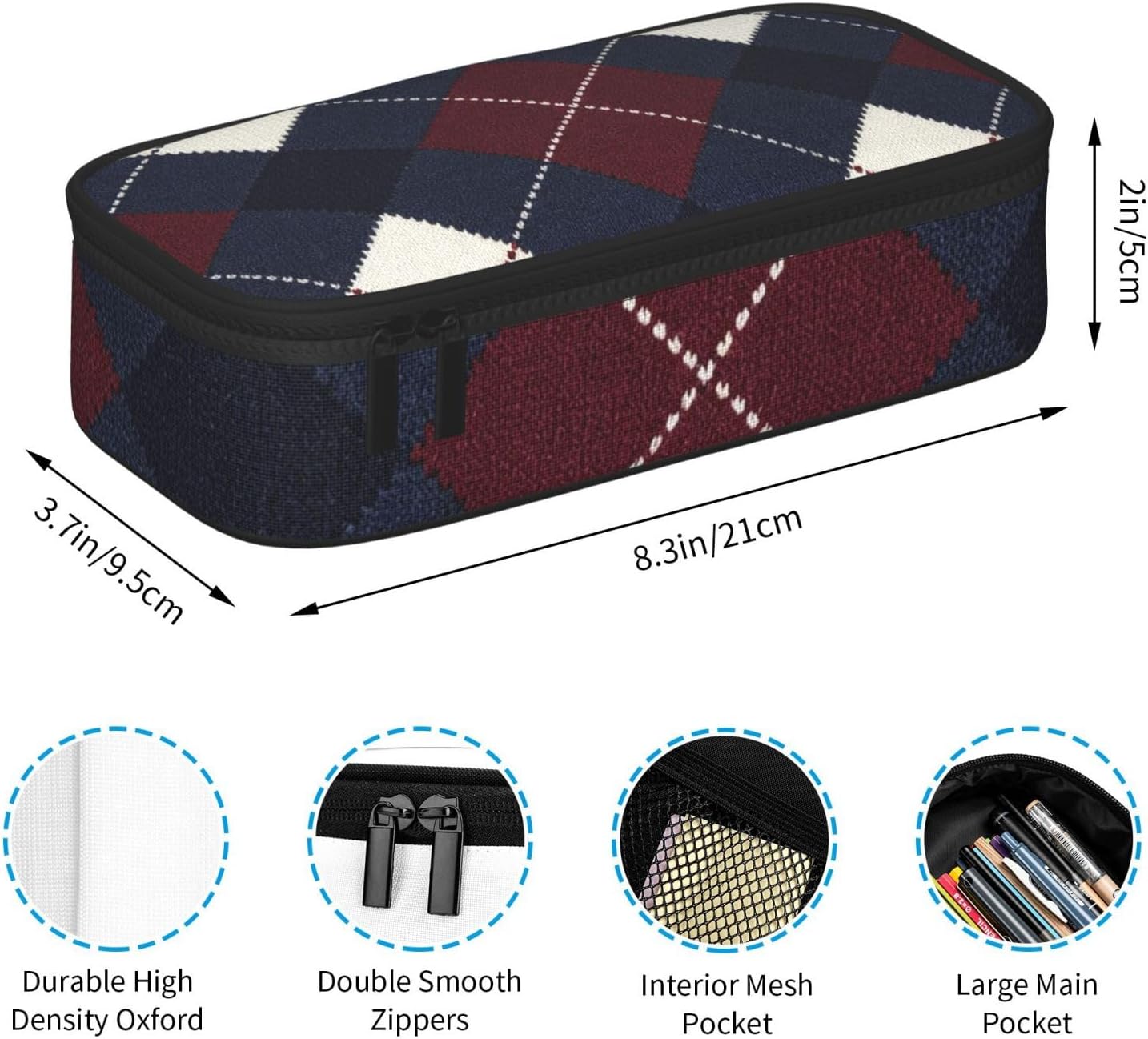Retro color blocks Full-print Multifunctional Pen Organizer Storage Pouch image 5