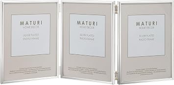 Maturi Silver Plated Triple Photo Frame - Thin Edge Portrait, 3.5 x 5-inch 9 x 13cm