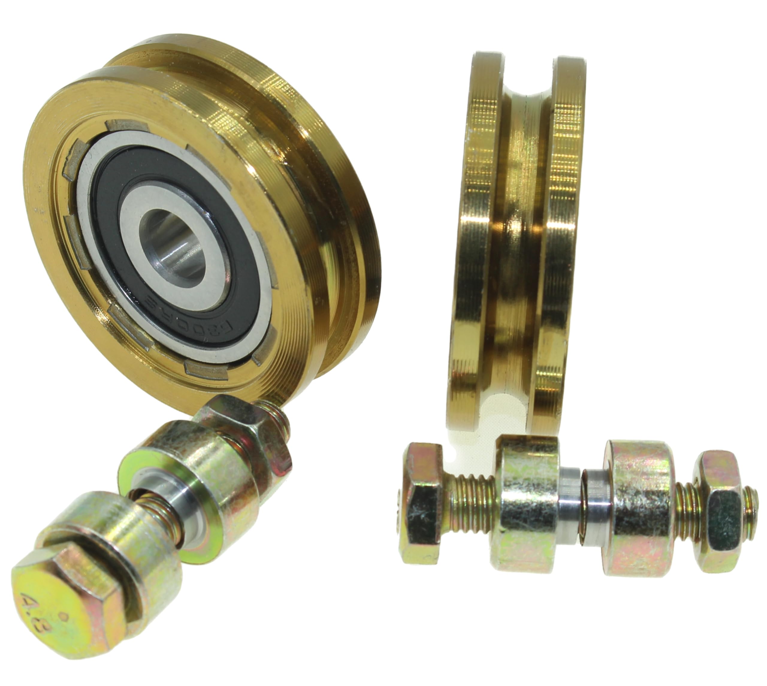 Packung mit 2 Rollen aus verzinktem Stahl – Rolle mit runden Rillen – 50 mm Durchmesser – 6 mm Seilrille – 10 mm Lager – Befestigungsschraube – Tragfähigkeit 150 kg