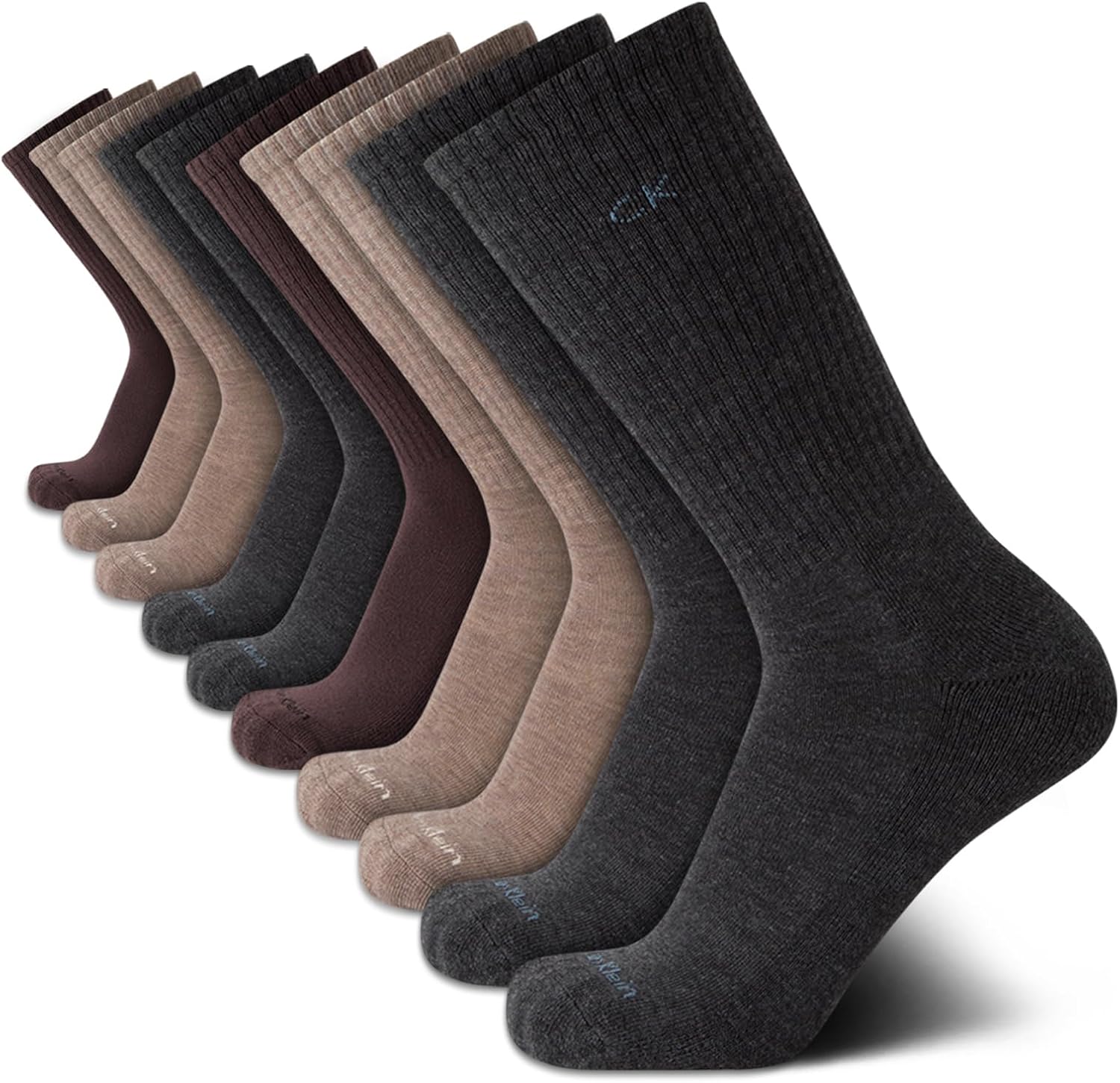 Calvin Klein Mens Crew Socks - 10 Pack Cushioned Athletic Performance Breathable Running and Sports Crew Socks for Men