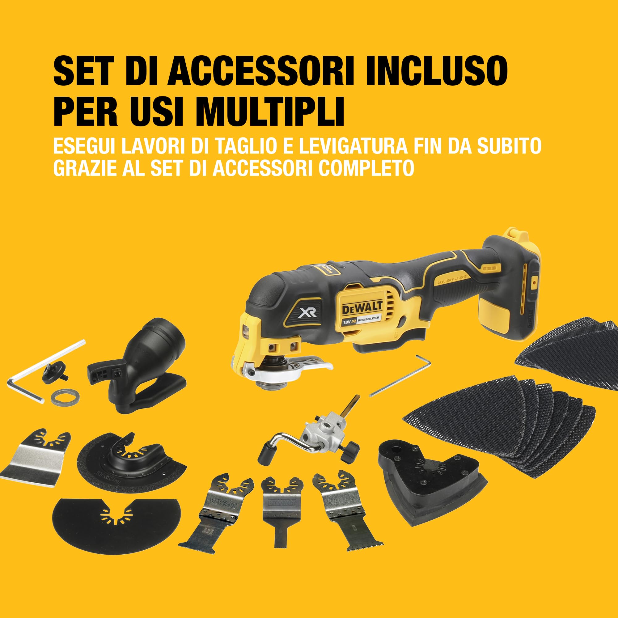 DEWALT Utensile oscillante senza spazzole 18V XR, in valigetta T-STAK senza batterie e caricabatteria, solo corpo macchina, DCS355NT-XJ