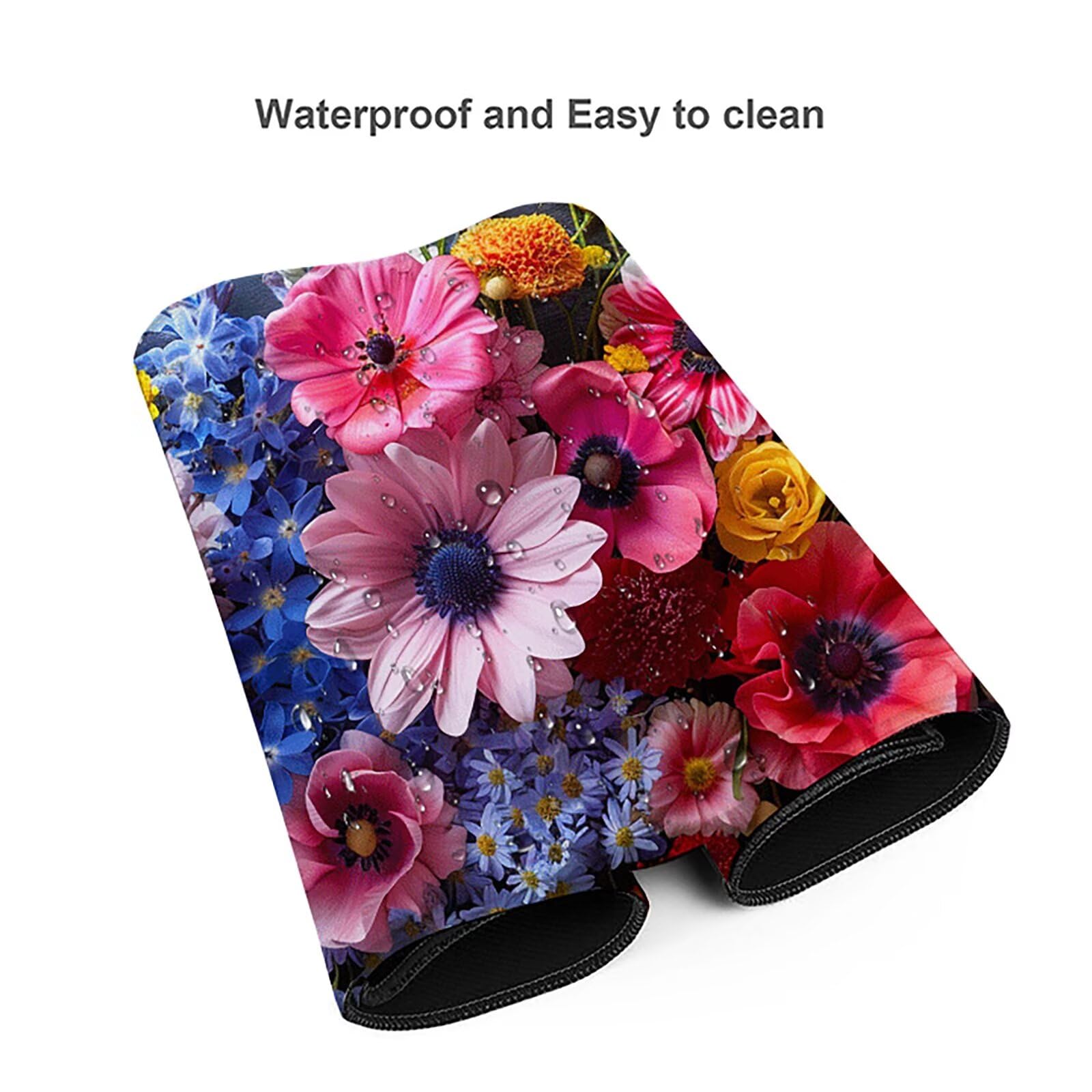 Flor Alfombrilla Ratón Gaming XXL 1500x800mm, Alfombrilla Gaming Rosa Mousepad con Base de Goma Antideslizante, Impermeable Desk Mat para Teclado y Raton, Accesorios Gaming, Regalos de Hombre 1-0