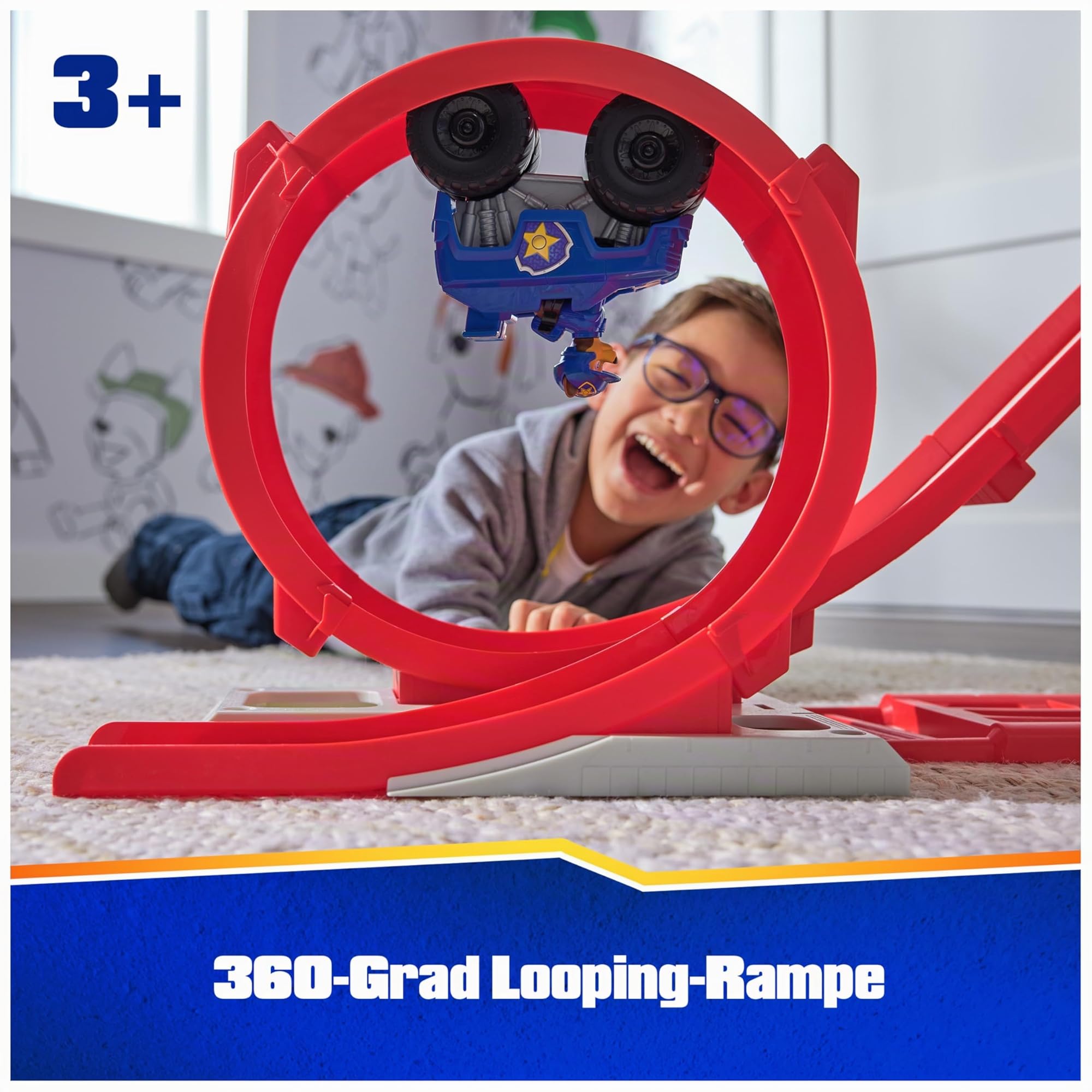 PAW Patrol Rescue Wheels - Superloop Tower, extragroßer Tower mit Startrampe und Looping, Licht- & Geräuscheffekten, inkl. Chase Monstertruck und Figur, Spielzeug für Kinder ab 3 Jahren