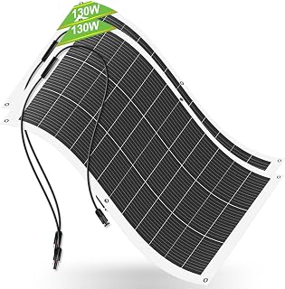 ECO-WORTHY 2pcs 130W Flexible Solar Panels (260W Total) - 23.5% High-Efficiency Monocrystalline, Waterproof & Lightweight for RV, Boats, Roofs