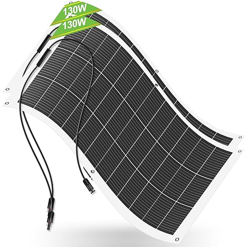 ECO-WORTHY 2pcs 130 Watt (260W) 12BB Flexible Solar Panels,23.5% High-Efficiency Waterproof Monocrystalline Lightweight Solar Panel for RV,Boats,Curved Surfaces,Roofs,Cabin