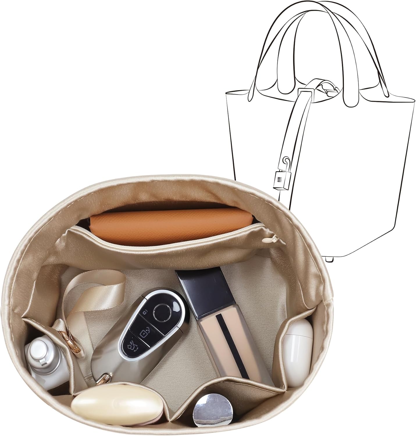 DGAZ Silk Bag Organiser Fits Picotin 18/22 Bags, Silky Smooth, Luxury Handbag Organiser & Tote Shaper in Women Bag (PC18, Anemone