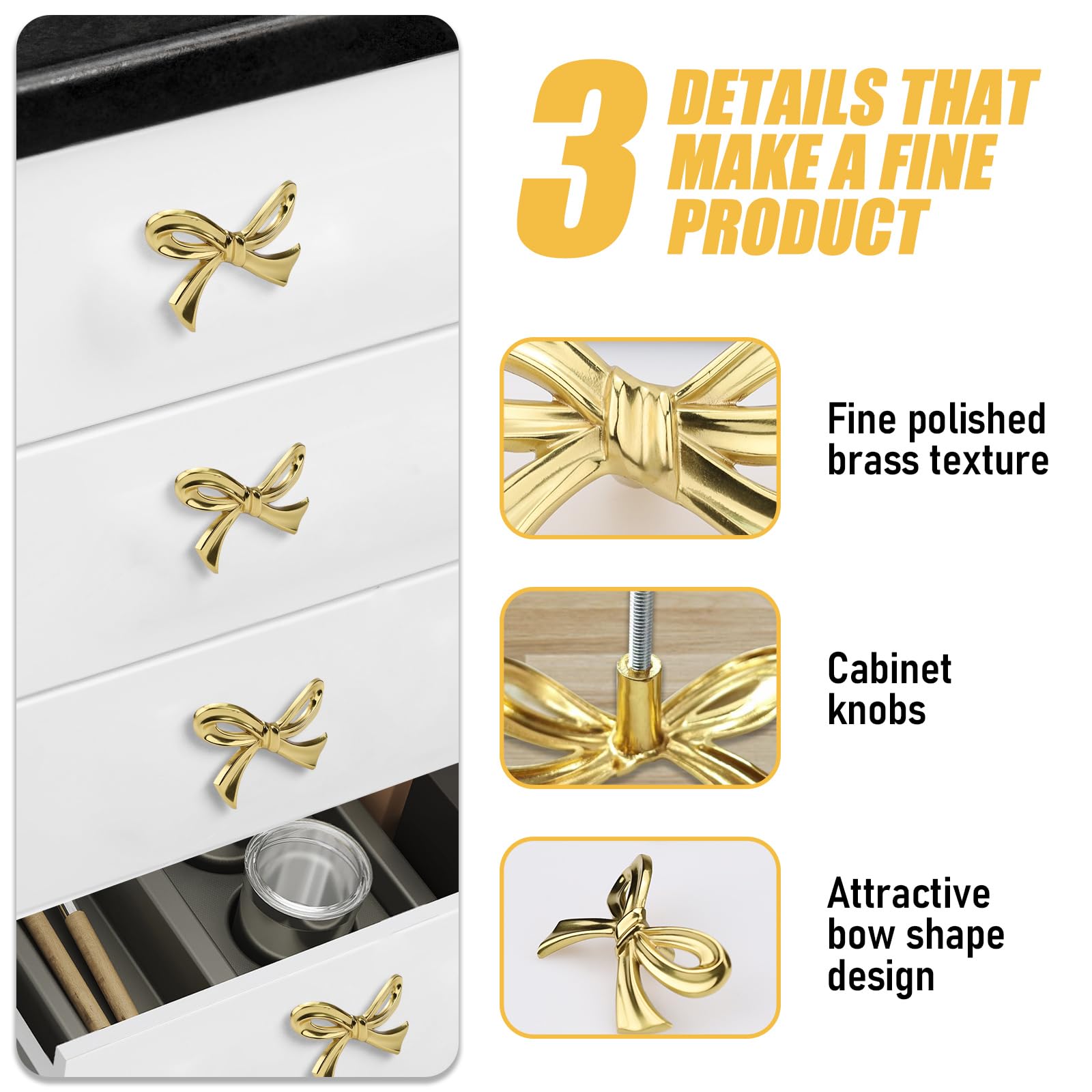 gold bow dresser knobs SHENGDING Pulls for Drawers Solid Bow Cabinet Bow for Bow Drawer Pulls Decorative Handle Kitchen Cabinet Knobs Dresser Drawer Hardware (4 Pieces) dressers and nightstands. Dresser glow-up recently found