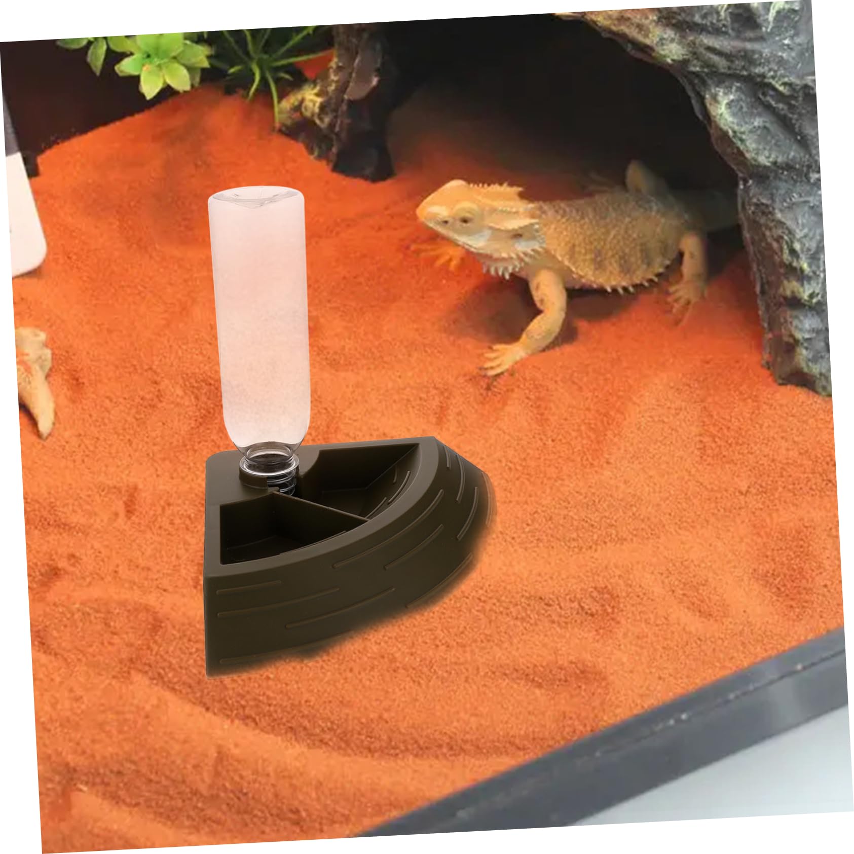 Beaupretty 2 Piezas Bebedero para Mascotas Contenedor De Comida para Mascotas Accesorio De Alimentación para Geckos Dispensador De Agua De Tortuga Bol Reptil Gatear Rana Cornuda El Plastico