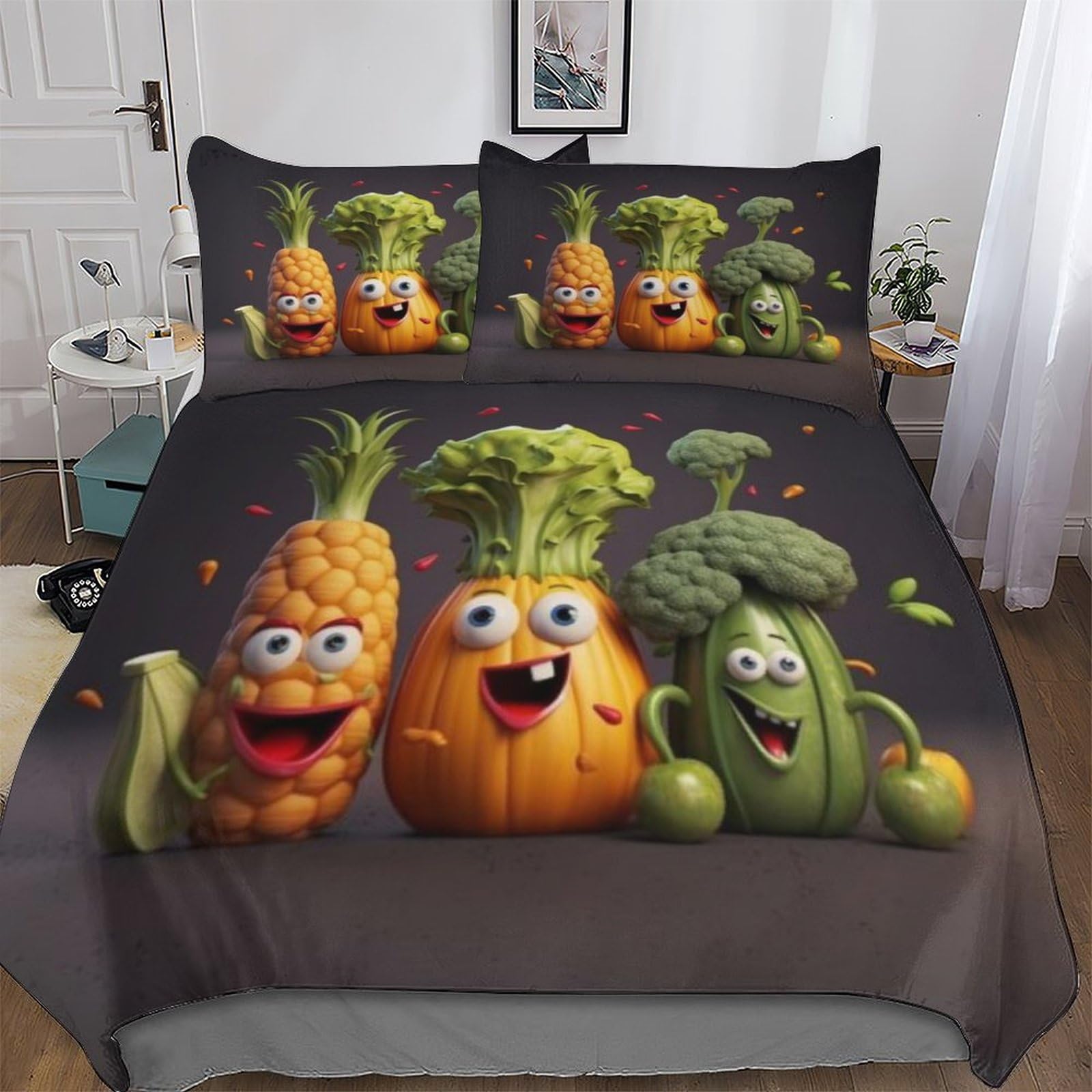 Housse de couette légumes pour une chambre d'enfant ou d'adulte King size