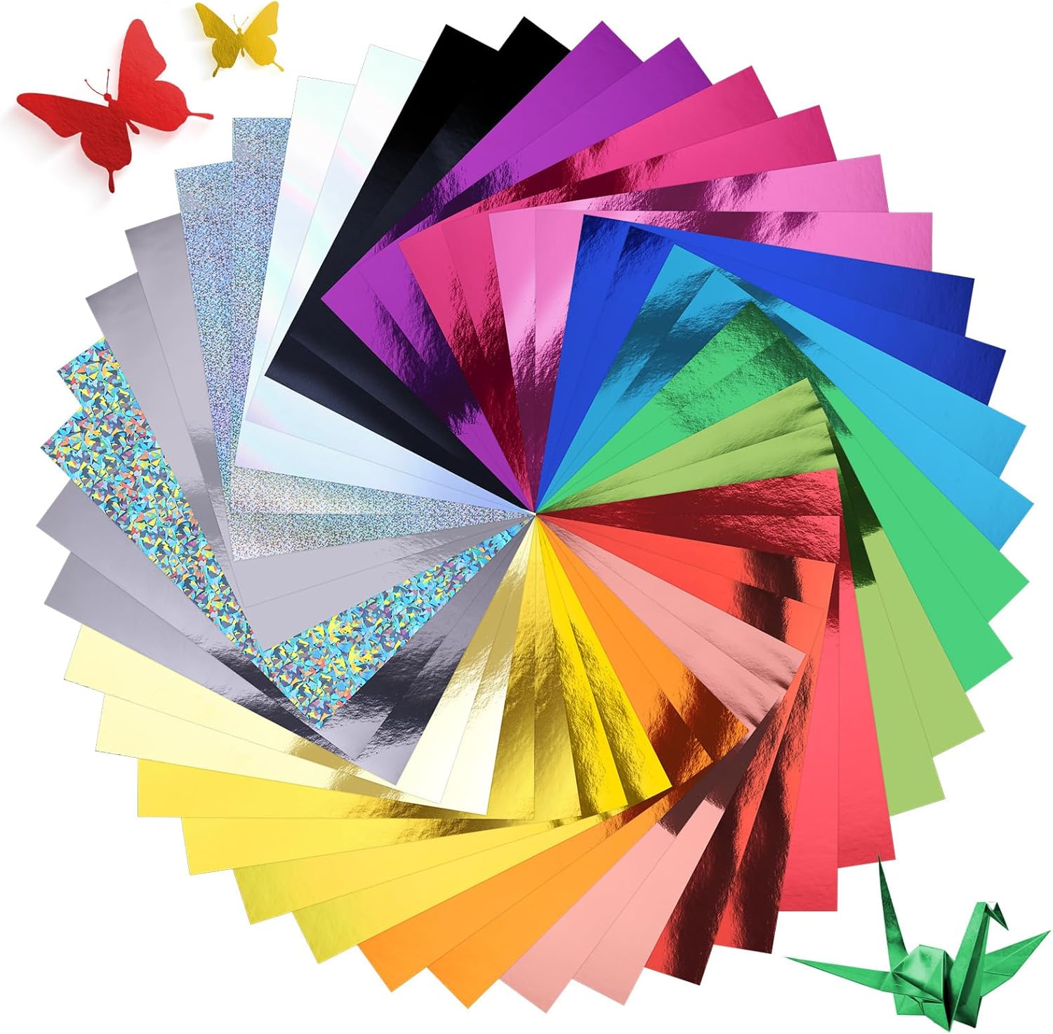 100 Sheets Metallic Mixed Cardstock Paper Bulk 20 Colors,Foil Board Paper 8.5" x 11", Mirror Finish Surface, Assorted Mixed Glitter Paper 250gsm for Crafting Card Making Invitations Decorations