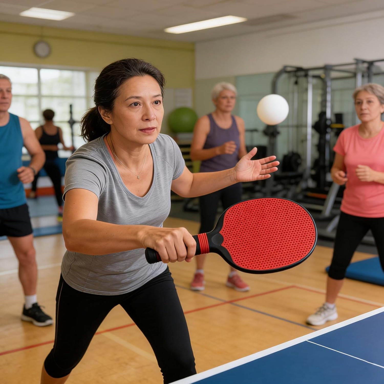 Table Tennis Paddle Red Training 2pcs for Beginners with Ergonomic Feel and Strong Control Plastic Pingpong Gaming Racket for Leisure Environments and Outdoor Games