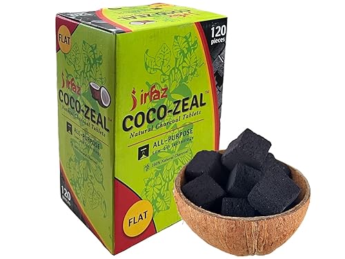 Coco-Zeal Coconut Charcoals Cubes Afzal Hookah Shisha Coals Natural Shell