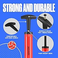 Vista 3 de SPORTBIT Ball Pump for Sports Balls - Push & Pull Inflating System - Hand Pump for All Exercise Balls - Volleyball Pump, Basketball Inflator