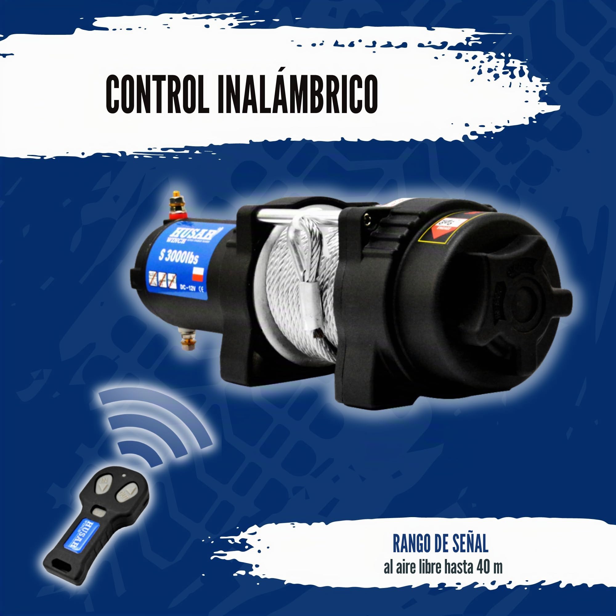 Cabrestante Eléctrico De 12V 3000 lbs | 1360 kg - Cuerda de Acero 12m, Transmisión Planetaria de 3 Etapas, Remoto Inalámbrico, Freno Automático, Kit de montaje - Ideal Para Quads y ATV/UTV