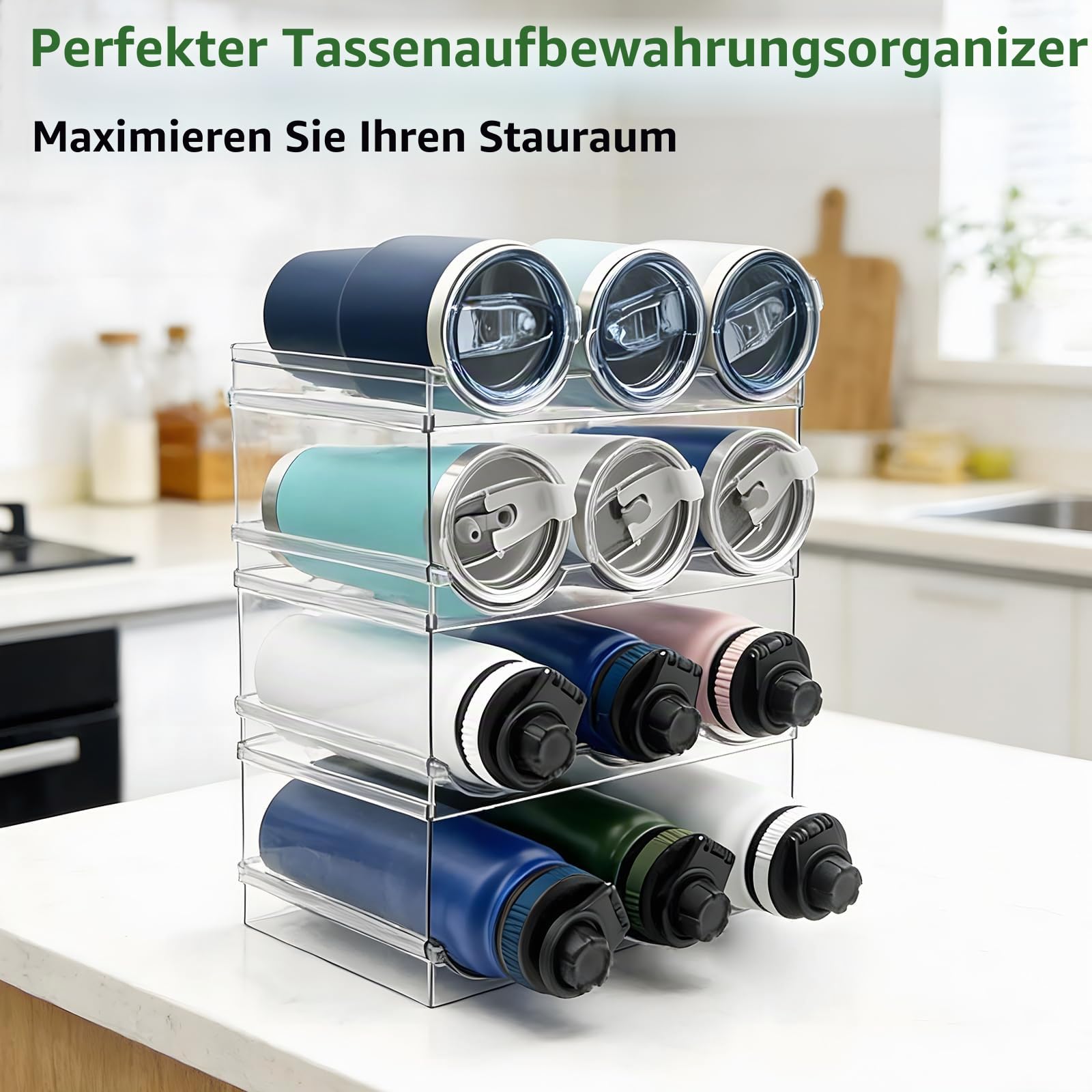 dhu flaschen aufbewahrung Spaclear 4 Stück Flaschenregal Stapelbar, Kunststoff Flaschenhalter für Kühlschrank, Schrank, Küchen Organizer & Organisation, Wein Trinkflasche Kitchen Küchenschrank Storage Elektro-Großgeräte Brennpasten Größe:85 cm Taschenaufhängung