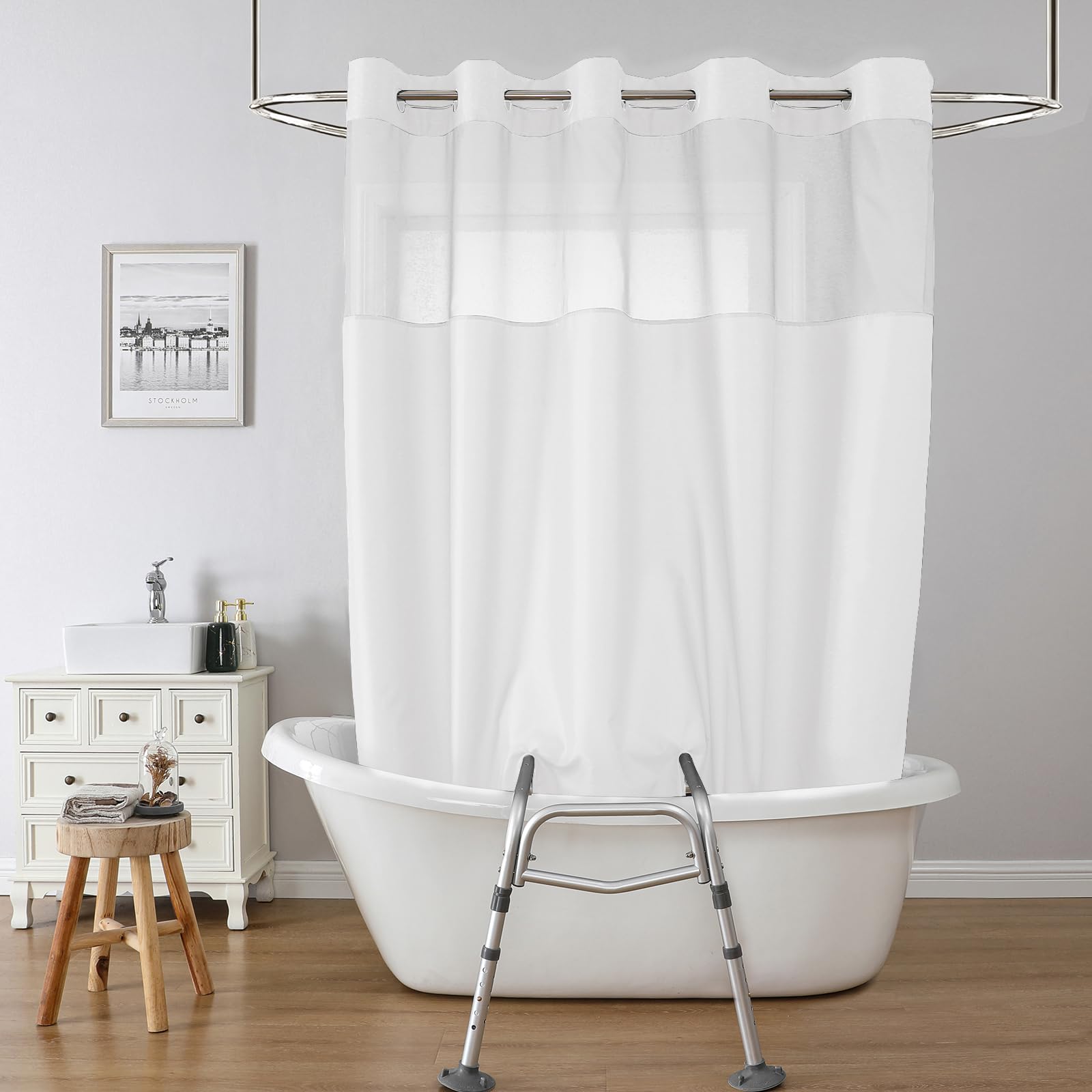 Amazon.com: Summout Split Shower Curtain for Bath Transfer Benches with ...