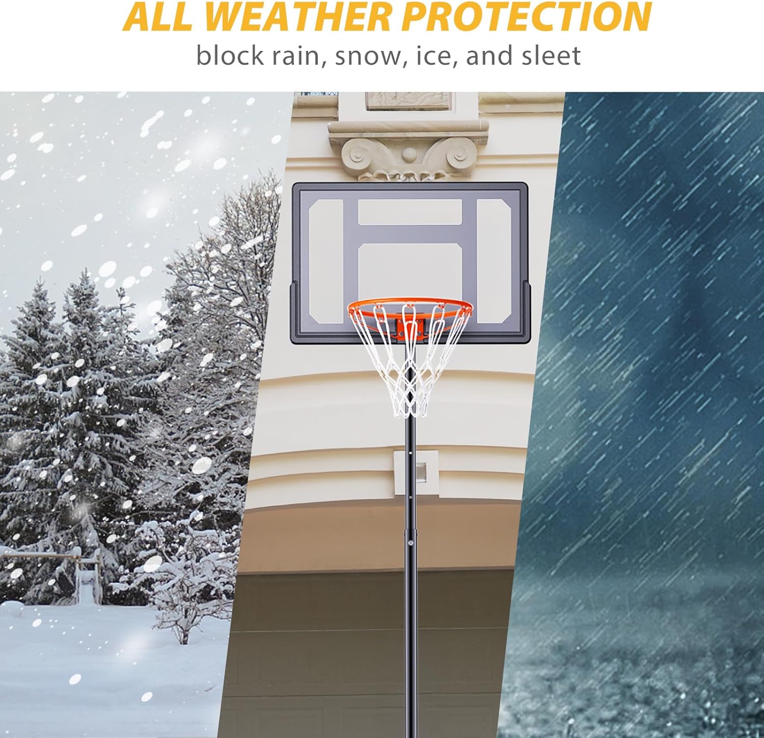 AWII Sports Basketball Hoop Outdoor 10ft Adjustable, Portable Basketball Goal with 32/40 Inch Outdoor Basketball Hoop & Goals for Kids Youth Adults Play in Backyard/Courts/Indoor