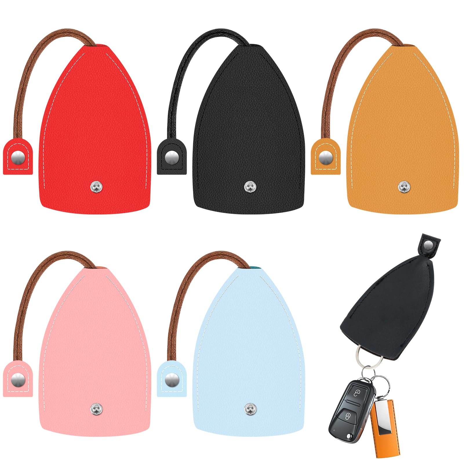Lotnut Estuche para Llaves de Coche, Funda de Llave, 5 Unidades Bolsa para Llaves de Coche, Bolso de Cuero para Llaves, para Regalos de Fiesta, Regalo de Coche (5 Colores)