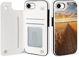 Wallet Case for iPhone 16 E, Golden Wheat Field Prints Flip PU Leather Magnetic Shockproof Phone Case Cover with Card Holder
