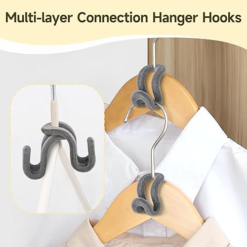 Miniatura 3 de Mlici Ganchos de terciopelo para colgar ropa, 60 piezas resistentes que ahorran espacio para armario, color gris