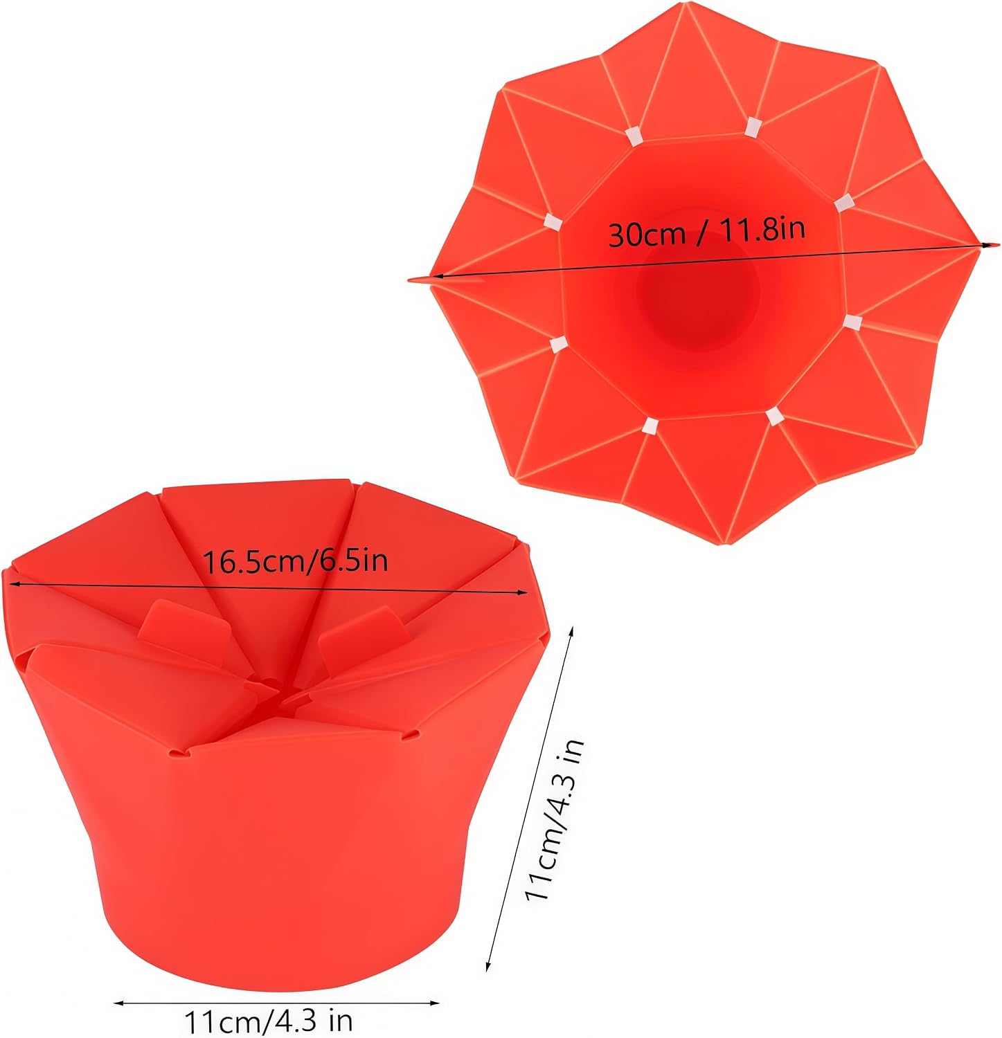 Silicone Popcorn Bowl Microwave Safe Foldable Popcorn Maker Machine DIY Microwave Oven Popcorn Popper for Home Kitchen Movie Nights Red 11.8 Inch