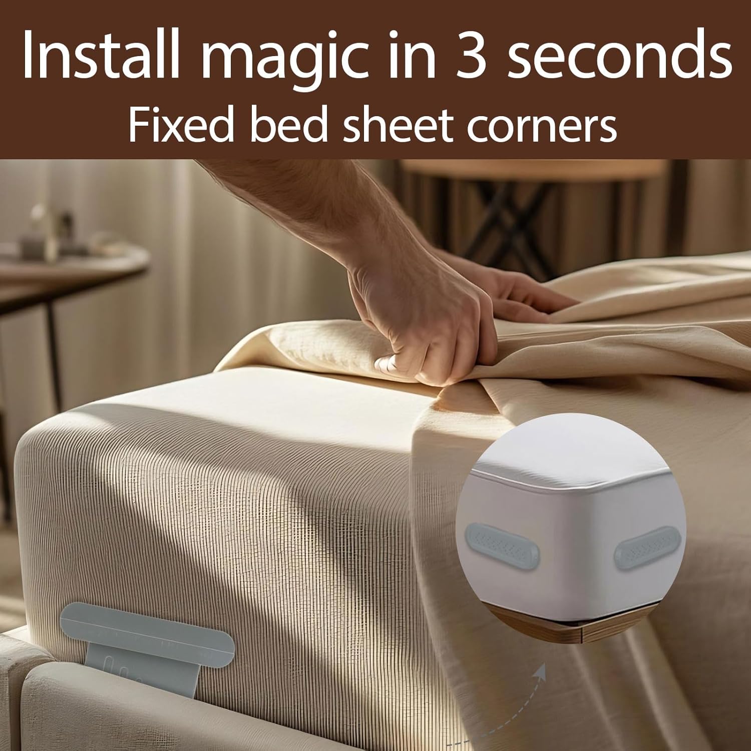 Bed Sheet Holder with Lock Strips,New Upgrade Sheet Straps Keep Sheets Firm & Tight,Bed Fitted Sheet Holder for Corners,Sheet Clips,Mattress Sheet Holder Strap,Sheet Secure Lock Fasteners