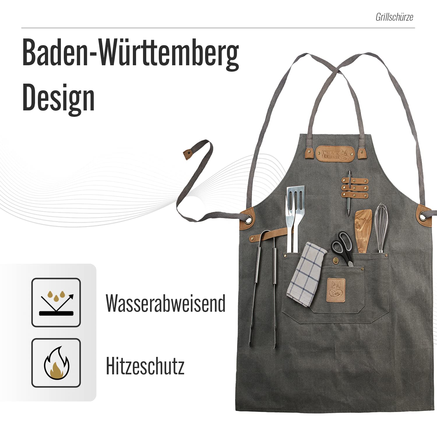 CANVAS Kochschürze Grillschürze für Männer und Frauen - Küchenschürze für Herren - Ideal als Geschenk für Männer, Oma oder Opa – robustes Canvas Schürze Damen extra lang