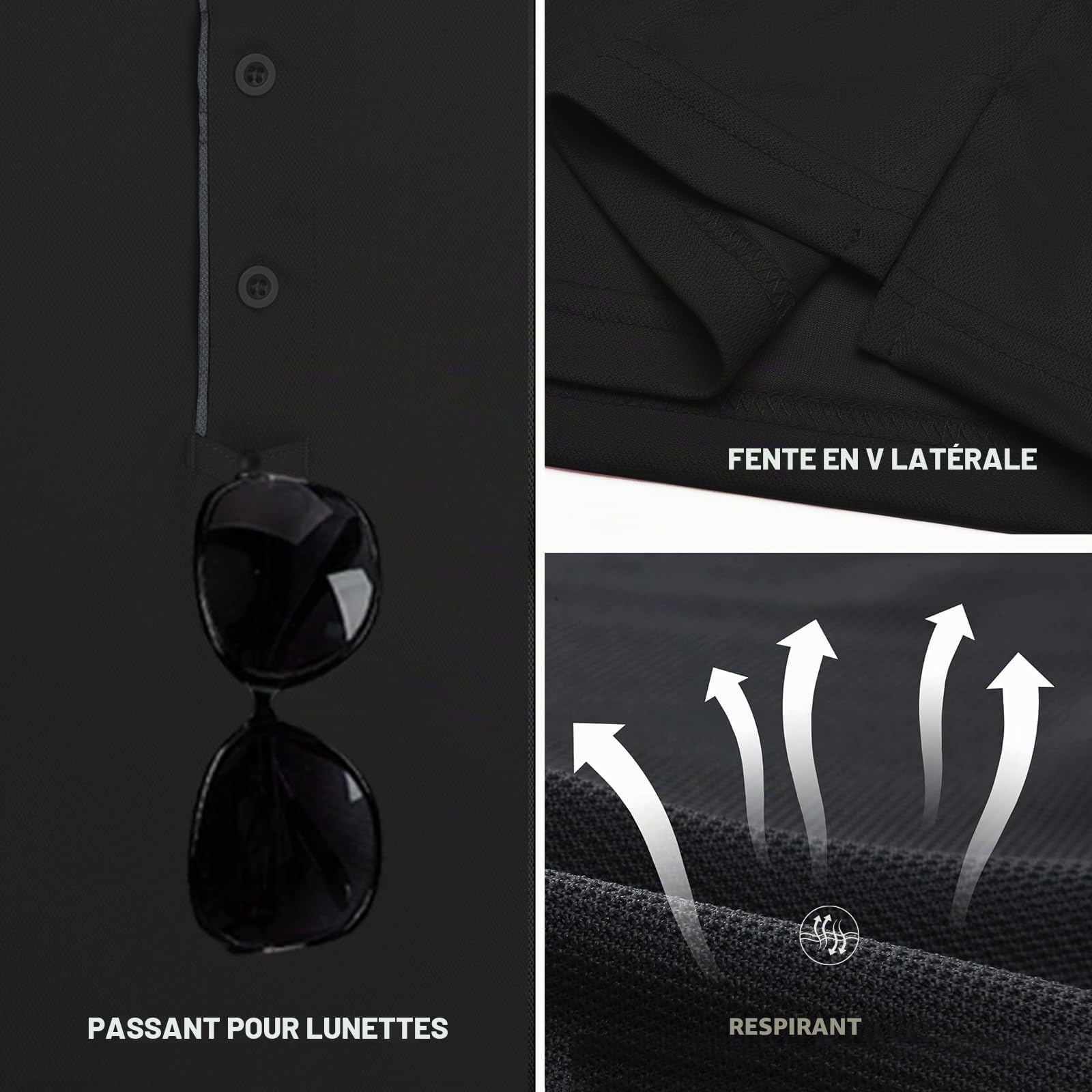 3er Pack Polo Homme Manches Courtes Séchage Rapide Poloshirt Basic Regular Fit Hygroscopique Polo Golf Respirant Golf Outdoor T-Shirt