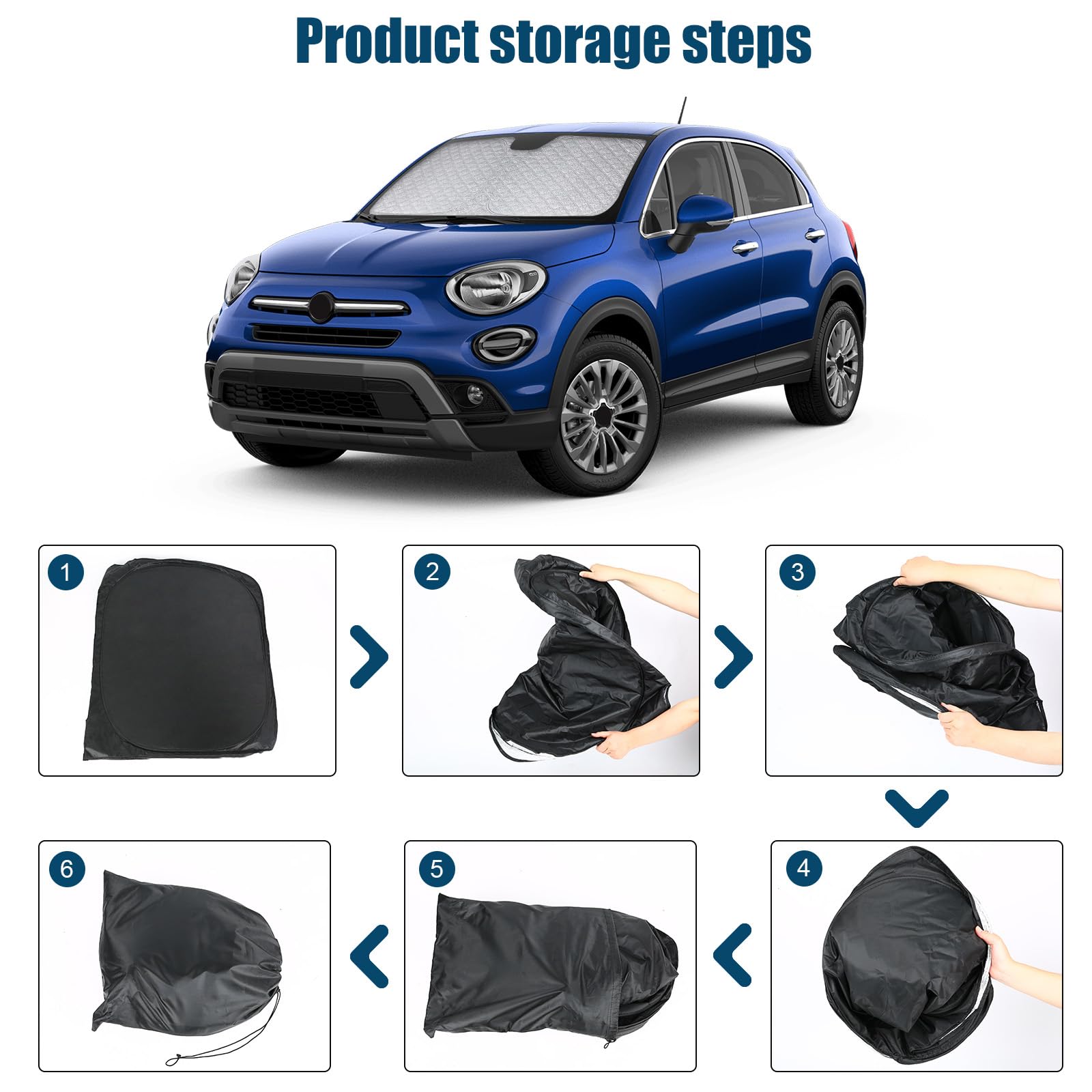 Parasole Auto Parabrezza Interno per Fiat 500X 2015-2026, Parasole per Parabrezza Anteriore, Pieghevole Blocca i Raggi UV Sun Visor Protector