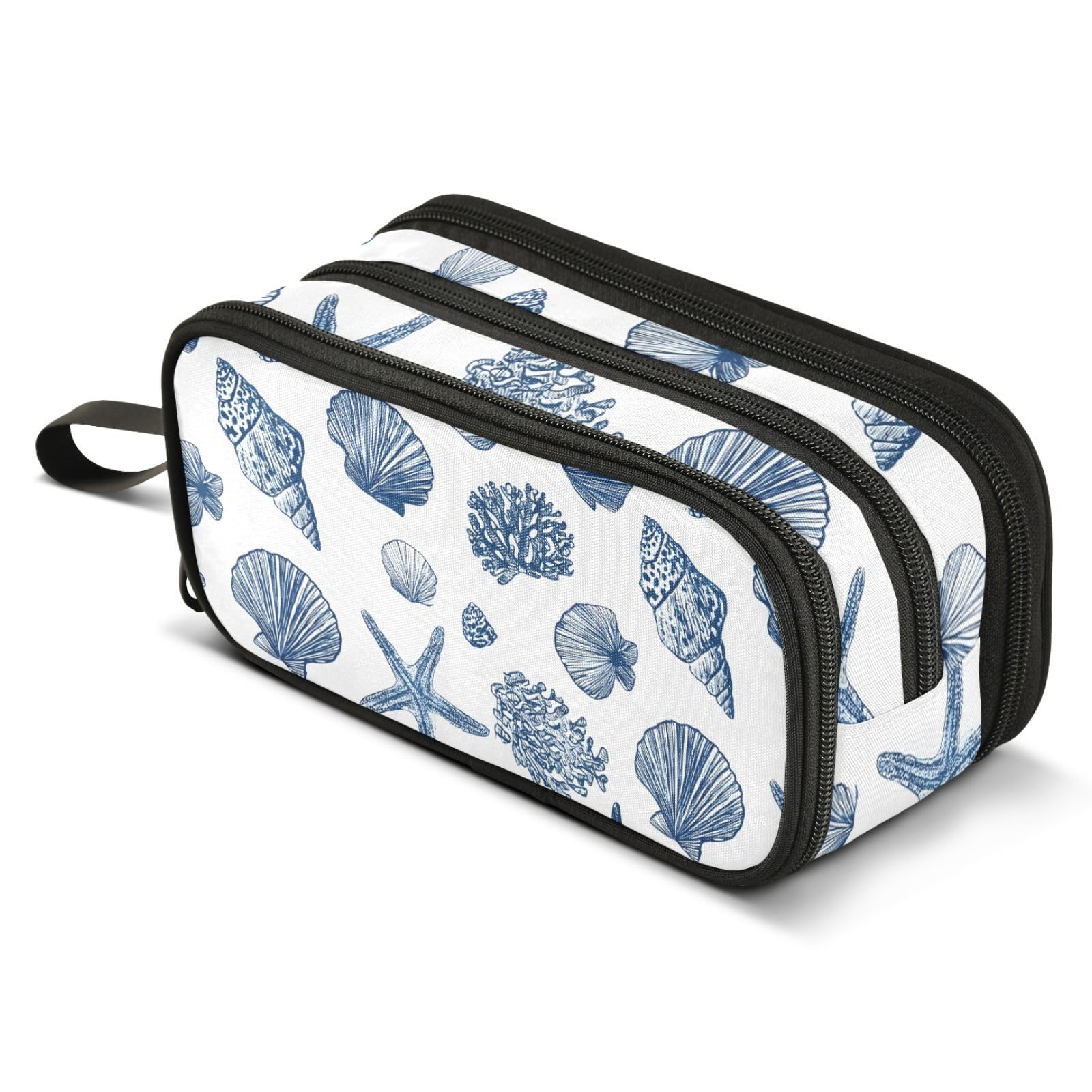 ALAZA Seashells Starfish Ocean Blue Coastal Pencil Case Box Boys Girls
